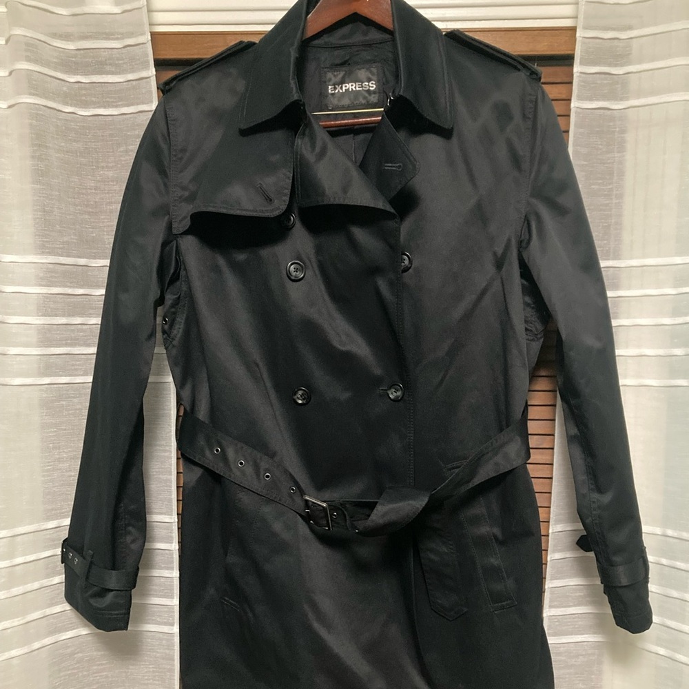 Express Men’s Black Cotton/Nylon Peacoat